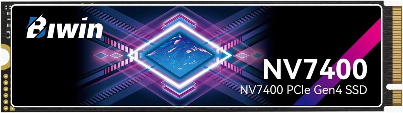 BIWIN Black Opal NV7400 M.2 PCIe Gen4 SSD 1TB - Lesegeschwindigkeit bis zu 7400 MB/s - Professionelle Interne Festplatte NVMe 2.0 - Gaming Speicher Kompatibel mit PC, Laptop & PS5
