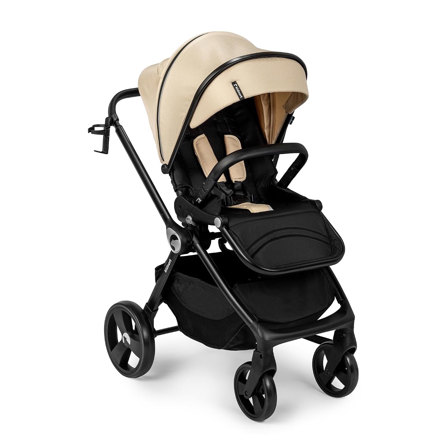 Isbjörn Kinderbuggy Buggy ab Geburt bis 22 kg mit Liegefunktion umsetzbare Sitzeinheit große EVA Räder Allradfederung verstellbare Rückenlehne klappbar kompakt Reisebuggy Beige