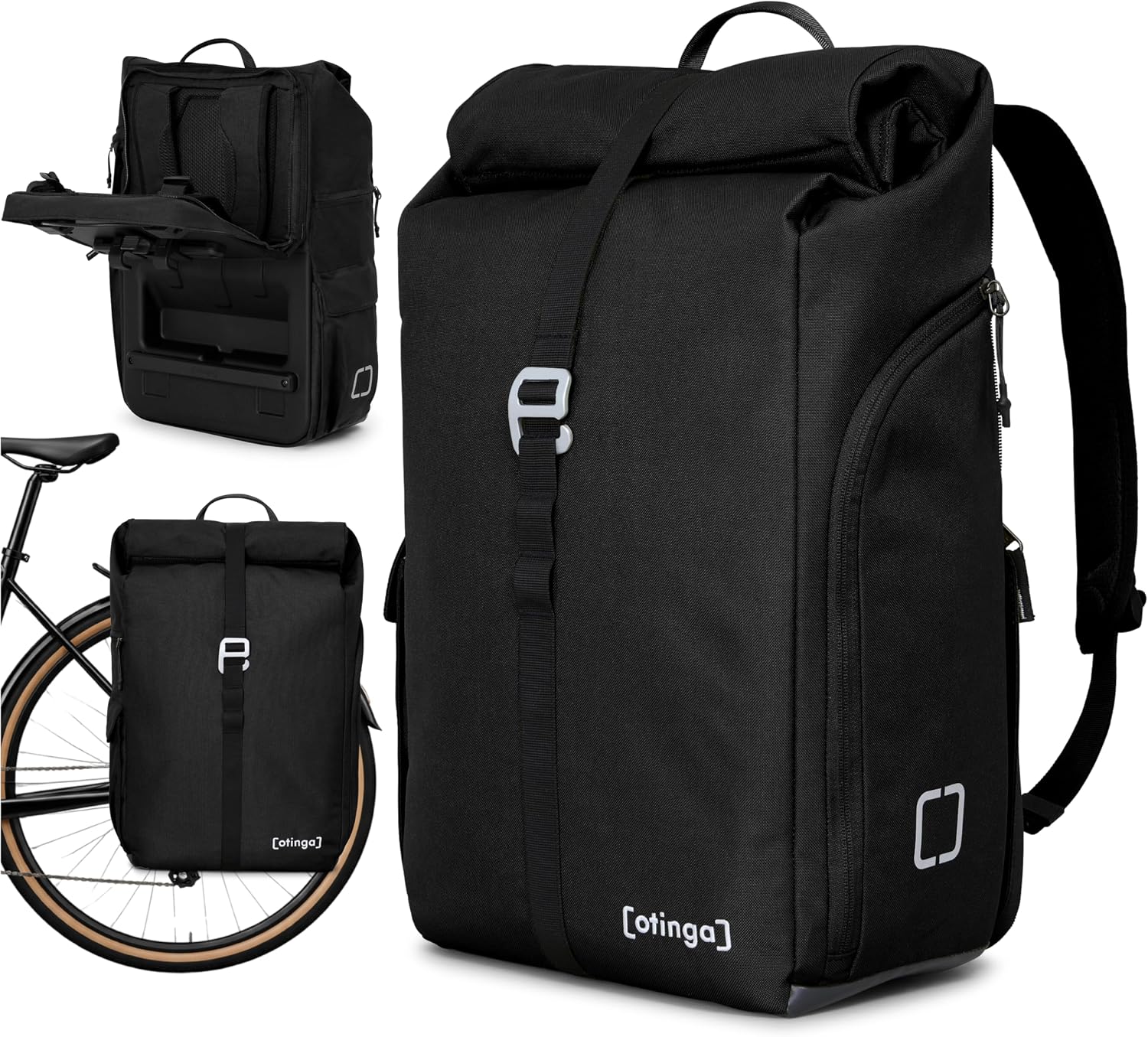 otinga® Flip V3 Fahrradtasche Rucksack [34L Volumen] für jeden Gepäckträger I Stylische Gepäckträgertasche mit Rucksack - in 3 Sekunden umgebaut I Wasserdichter Fahrradrucksack Gepäckträger