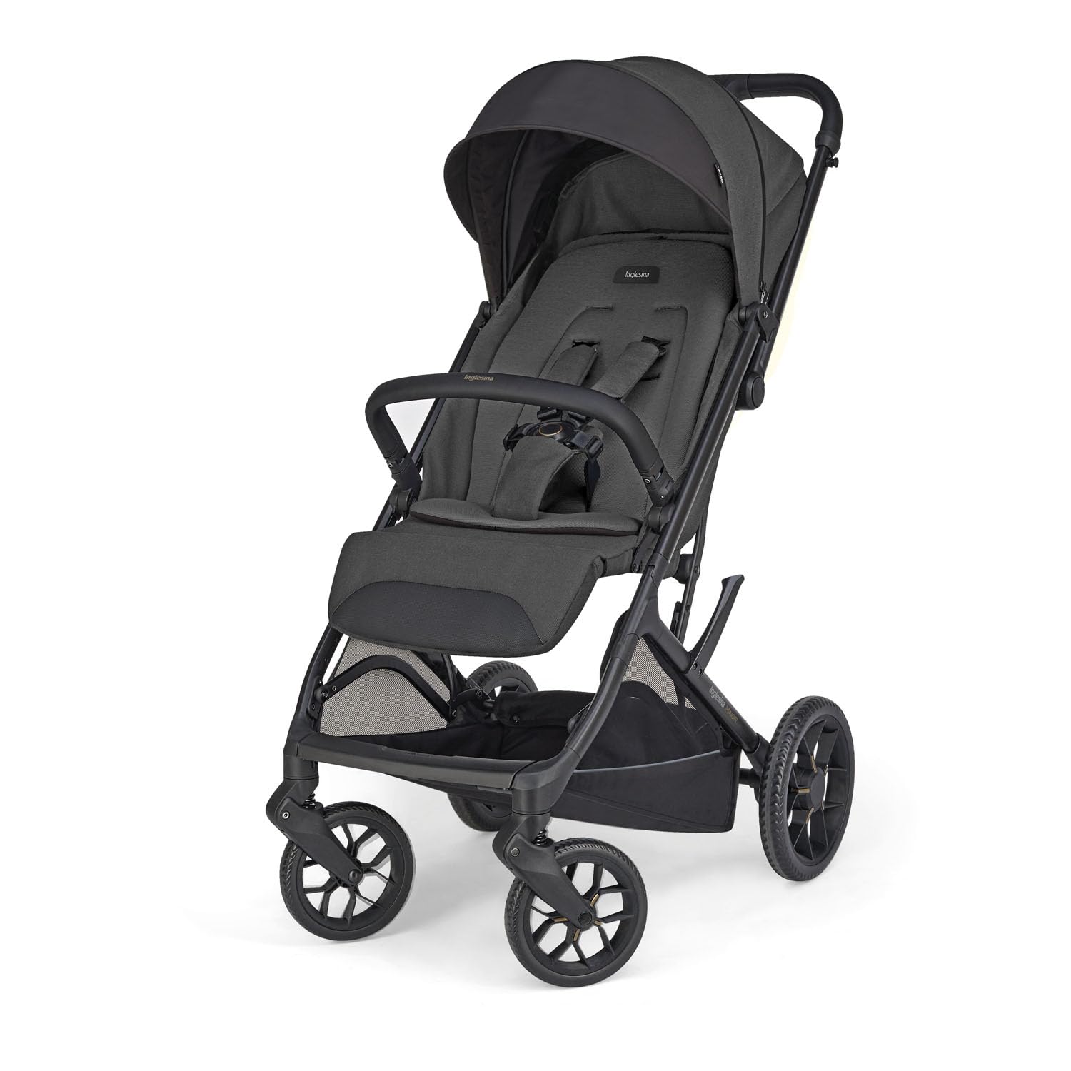 Inglesina Maior - Cochecito compacto y ligero de 7,9 kg, ruedas grandes amortiguadas, asiento amplio All Season, cierre con una mano, capota UPF 50+, hasta 22 kg, Magnet Grey